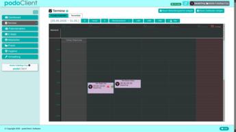 Terminplaner für Podologie in der Praxissoftware podoClient