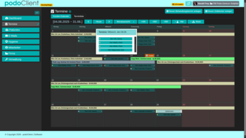 Terminplaner für Podologen mit Monatsansicht