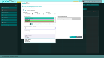 Terminplaner für Podologen mit Bestandskunden-Eingabe